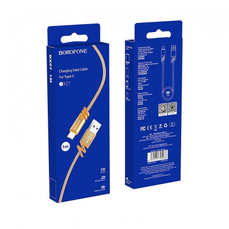 Кабель Borofone BX27 Dainty, USB - USB Type-C, 1 м, золотой