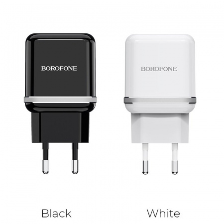 Сетевое зарядное устройство Borofone Wall BA25A, 2 USB, 2.4А, белый