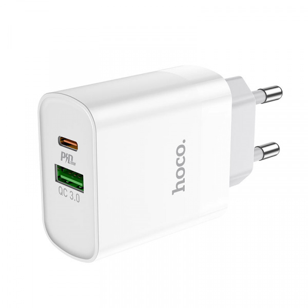 Зарядное устройство HOCO C80A Rapido, 3.1A, белый, Двойной порт USB/ Type-C,PD3.0, QC3.0 / QC2.0, FC