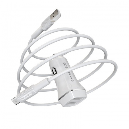 Автомобильное зарядное устройство Borofone BZ2, Micro USB, белый