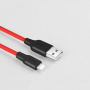 Кабель Hoco X21 cиликоновый, lightning, 1 м, красный